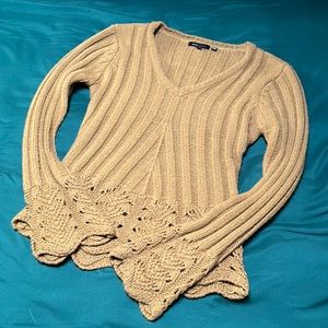 BCBG Mustard Knit Bell Sleeved Sweater